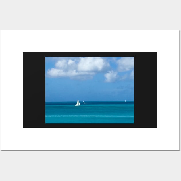 White Sailboat in Antigua Wall Art by ephotocard